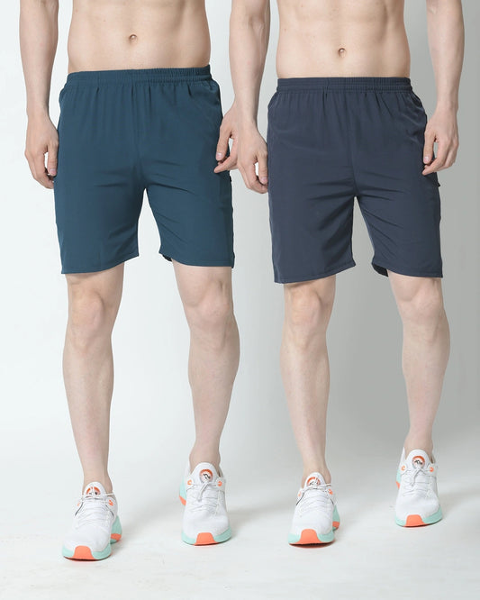 Men's Blue & Airforce Blue Shorts (Pack of 2)