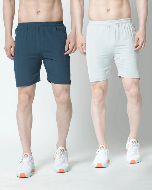 Men's Blue & Silver Shorts (Pack of 2)